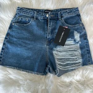 Women’s Distressed Denim Mom Shorts